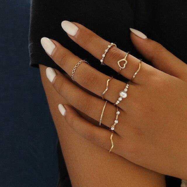 Gold Star Heart Ring Set - Avone - Ultimate Shopify Theme