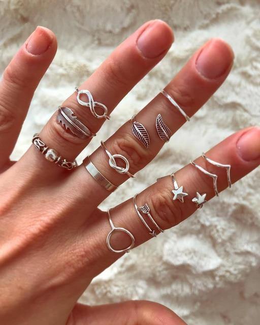 Silver Color Star Moon Rings Set - Avone - Ultimate Shopify Theme