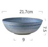 KINGLANG Nordic Style Ceramic Pottery Noodle Soup Salad Bowl Tray Steak Plate Dish PlateFlat Tableware